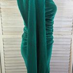 Lucy in the Sky One Shoulder Ruched Mini Dress Drawstring Sleeve Emerald Green-L Photo 3