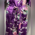 Vicabo Purple Floral Peacock Satiny Kimono Robe Lingerie Size Large NWOT Photo 3