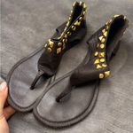 Tory Burch  Dark Brown Sandals with Gold Accents Photo 0