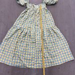 ZARA  Women's Yellow Blue Gingham Maxi Dress XS Puff Sleeve Tiered Cottagecore Photo 2