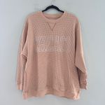 Aerie Waffle Weave Chicago Oversized Crewneck Sweatshirt Light Tan XL Photo 1