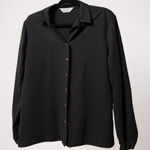 Vintage Lady Blair Black Long‎ Sleeve Collared Button Up Shirt Top Women's Size L Photo 0