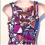 Forever 21 geometric multicolored long tunic tank top purple blue orange pink Photo 5