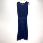 Ralph Lauren NWT  Navy Blue Buckle Belt Sleeveless Jersey‎ Chiffon Dress Size 12 Photo 3