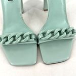 Nine West NWOT Womens Mindful Chain Square Toe Heeled Sandals Mint Green Size 8 Photo 7