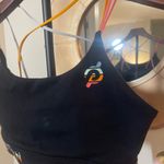 Peloton  Women’s Black Logo Sports Bra with Colorful Criss Cross Straps Active Photo 2