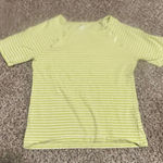 Anne Klein Lime Green Striped Button Shoulder Top Size S Photo 0