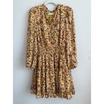 VOY Patricia Women's Tied Ruffle Accent Long Sleeve Swing Mini Dress Size Large Brown Photo 6