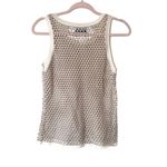 SAINT ART Perla Open Weave Knit Tank Beige/White Small‎ White Photo 1
