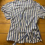 Lamiere blue striped short sleeve blouse large Blue Photo 2