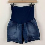 Oh Baby by Motherhood Full Belly Panel Maternity Jean Button Pocket Shor… Blue Size undefined Photo 0