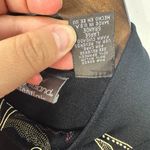 Kathy Ireland Top L Black Floral Paisley Mock Neck Stretch Retro Y2K Boho Career Photo 4