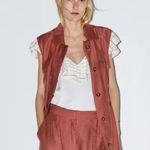 ZARA  CONTRASTING SHIRT W/ FRILLS RUFFLE Size L NEW Photo 2