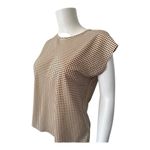 EXPRESS Nwt extra small cream Satin brown Polka Dot Crew Neck Gramercy Tee Photo 2
