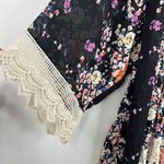 Umgee Size S / M Kimono Floral Print Crochet Trim Cardigan 3/4 Sleeve Multicolor Photo 4