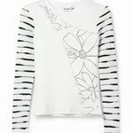 Desigual  Patchwork Floral Long‎ Sleeve T-shirt Size L Photo 0