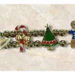 Avon Christmas Bracelet Holiday New Year’s Eve 7.5” Goldtone Charms Vintage Gold Photo 5