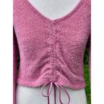 Altar'd State Super Soft V Neck Mauve Ruched Tie Front Crop Sweater S Photo 2