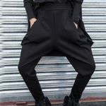 High Waisted Harem Pants Joggers Track Pants Cargo Pants Slim Fit Loose Long trousers Black Size M Photo 2