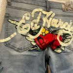 Ed Hardy  Light Blue Flare Jeans with Skull Art Photo 5