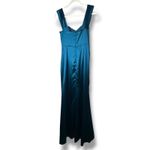 Lulus  NWT Stunning Arrival Dark Teal Satin Off-the-Shoulder Maxi Dress Medium Photo 6