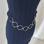Milly  of New York Navy Cableknit Chain Belt Dress Photo 4