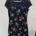 Hollister  Navy Floral Lace Mini Dress Women’s Size Large Short Sleeves Lined Photo 0
