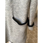 Elle Open Front Longline Cardigan Gray Black M Preppy Classic Buttery Soft Luxe Photo 6