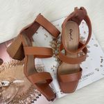 Qupid Women's Dorcas Faux Leather Multi Strap Block Heel Sandals Camel Size 9 Photo 0