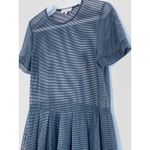 Opening Ceremony  Sheer Black Stripe Short Sleeve Pleated Dress Size Small Photo 1