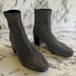 Sol Sana  Shimmer Sock Booties Black Silver Metallic 36/5.5 Glam Block Heel Chic Photo 3
