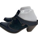 Vintage western mules clogs blue suede heeled studded 8 leather concert rodeo Photo 0