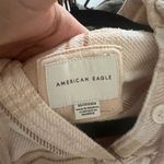 American Eagle Women's Plaid Hooded Flannel Shirt Beige Button-Up Size XS Photo 4