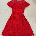 Maggy London  Red Lace Midi Dress Photo 0