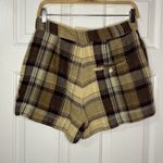 Free People  Shorts Women’s 8 Brown Tan Isla Plaid Button Waist 100% Cotton Photo 5