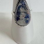 SUNSET Sodalite Genuine Stone 925 Sterling Silver Ring Blue Photo 0