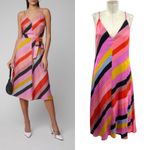 Stine Goya Gianna Dress‎ Slip Midi Striped Silk Colorful Pink Size Small Photo 1