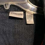 Chico's Dark Denim Jacket embroidered sequined beaded designs Photo 3