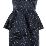 Bardot Polka Dot Printed Midnight Blue Peplum Dress Cocktail Dress Photo 13