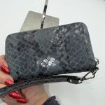 Michael Kors Studded Snake Embossed Zip Around Wristlet Blue Silver Accents Photo 3
