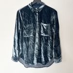 Anthropologie  Pilcro‎ Shirt Buttondown The Hadley Crushed Velvet Relaxed Blue XS Photo 1