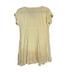 Angie  womens Swiss Dot pale yellow tiered baby doll flowy dress sz S Photo 2