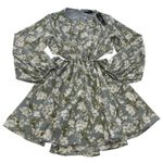 Lulus Dress Women Medium First Blooms Dusty Blue Floral Print Long Sleeve Cutout Gray Size undefined Photo 1