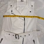 H&M Divided White Denim Moto Zip Buckle‎ Strap Bodycon Dress Sz 8 Biker Party Photo 12