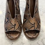 Lucky Brand  Joal Snakeskin Print Peep Toe Stacked Heel Bootie Shoe Size 9 Photo 3