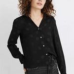 Madewell  Jacquard Dot Pajama Shirt Blouse Top Black Size XXS EUC D2355 Photo 0