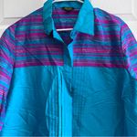 Thai Silk Vibrant Blue and Purple Shirt XL Photo 2