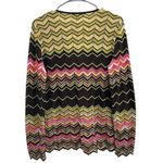 M Missoni Brown Pink Yellow Green Metallic Chevron Knit ZigZag Cardigan Size 12 Photo 3
