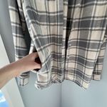 Altar'd State  Plaid Flannel Shirt Button Down Gray Cream Pockets Womens Sz Small Photo 2