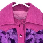 Vintage 70's Purple Dress Faux Fur Bodice Long Sleeve Felt Collared Berry Jewel Photo 4
